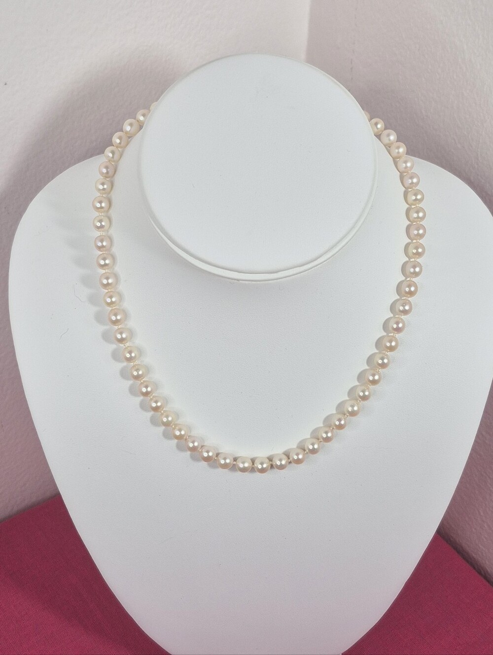 6 mm Cultured Pearl Single-Strand Necklace 14k Clasp Hand Knotted 16"